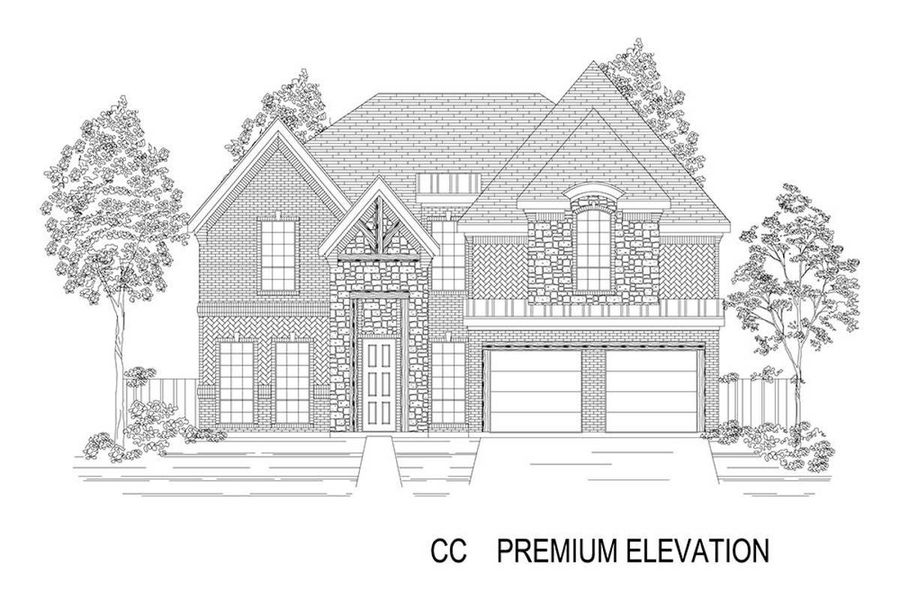 Representative rendering of the exterior for the Hillcrest 45 2F (w/Media) by First Texas Homes (Image 8).