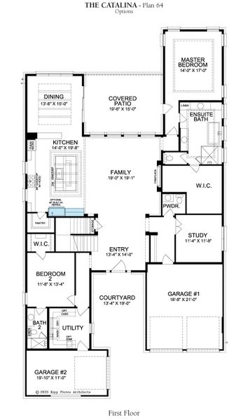 2D floor plan layout for the Catalina by Landon Homes in Fields - Brookside North, Frisco, TX (Image 5). 2D floor plan layout for the Catalina by Landon Homes in Fields - Brookside North, Frisco, TX (Image 5).