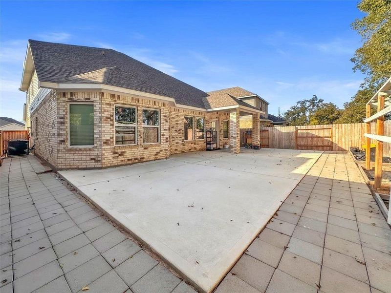 Private fenced backyard backing onto a peaceful walking trail with no rear neighbors—ideal for outdoor relaxation or entertaining.