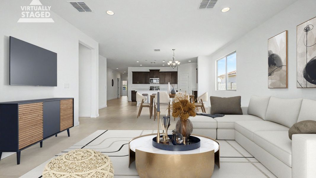 Sienna Park 1372 S 216th Ave, Buckeye AZ, Clover Interior Great Room Staged, DRB Homes Sienna Park 1372 S 216th Ave, Buckeye AZ, Clover Interior Great Room Staged, DRB Homes