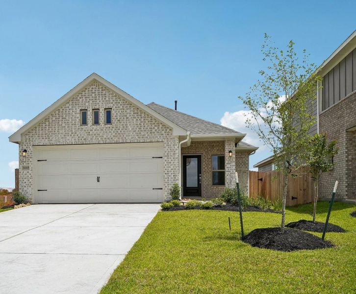 Front exterior of a new home in Aldeana, Bonney, TX, highlighting curb appeal (Image 21). Front exterior of a new home in Aldeana, Bonney, TX, highlighting curb appeal (Image 21).