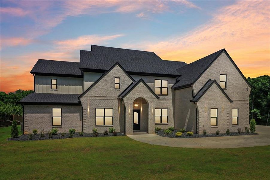 Front exterior of a new home in , Buford, GA, highlighting curb appeal (Image 31). Front exterior of a new home in , Buford, GA, highlighting curb appeal (Image 31).