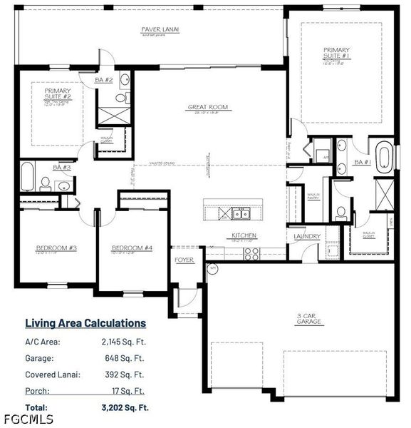 2D floor plan layout of this home in Cape Coral, Cape Coral, FL (Image 3).