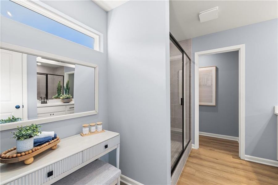 Furnished interior view inside a new home in The Bluffs, Canton (Image 10). Furnished interior view inside a new home in The Bluffs, Canton (Image 10).