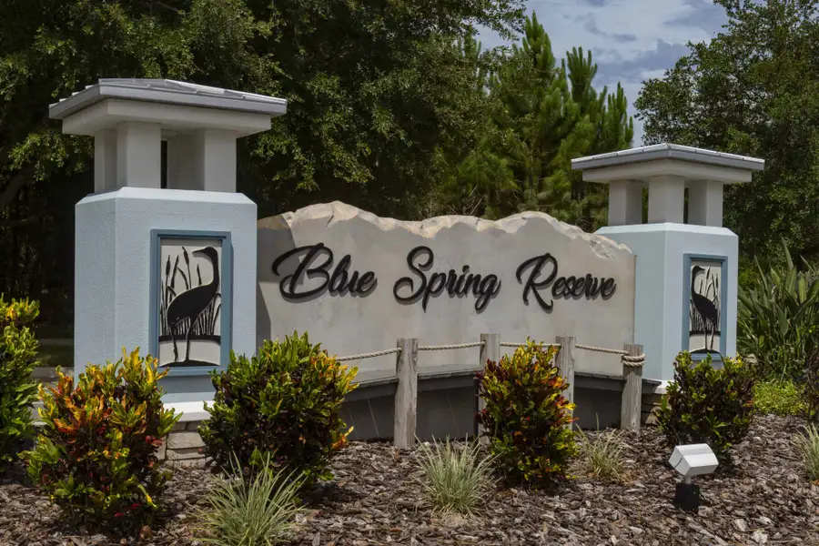 Front exterior of a new home in Blue Springs Reserve Townhomes, Groveland, FL, highlighting curb appeal (Image 8). Front exterior of a new home in Blue Springs Reserve Townhomes, Groveland, FL, highlighting curb appeal (Image 8).