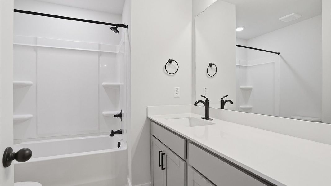 Vibrant and welcoming bathroom with elegant countertop space and polished details located in Simpsonville, SC