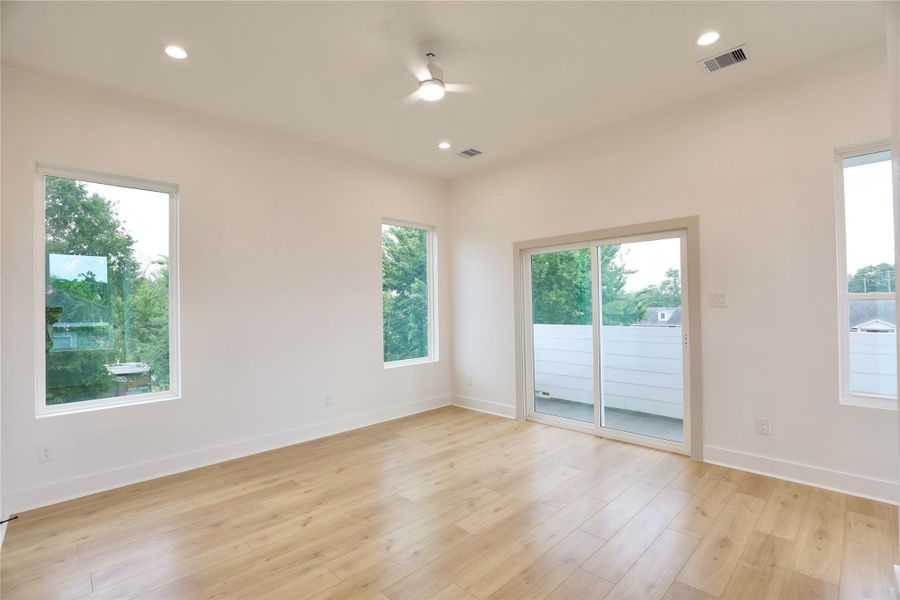 The windows and sliding door bring you to your private balcony overlooking your backyard. The windows and sliding door bring you to your private balcony overlooking your backyard.