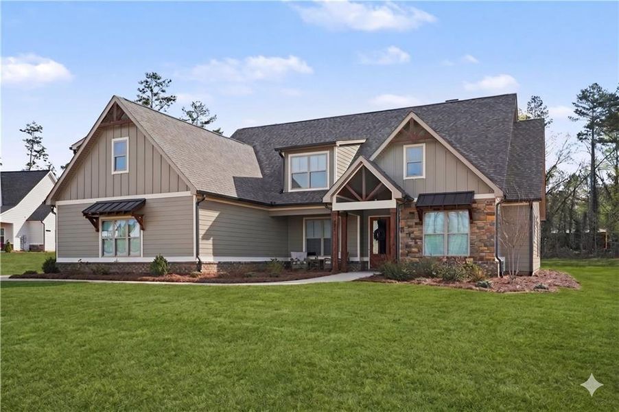 Front exterior of a new home in , Williamson, GA, highlighting curb appeal (Image 20).