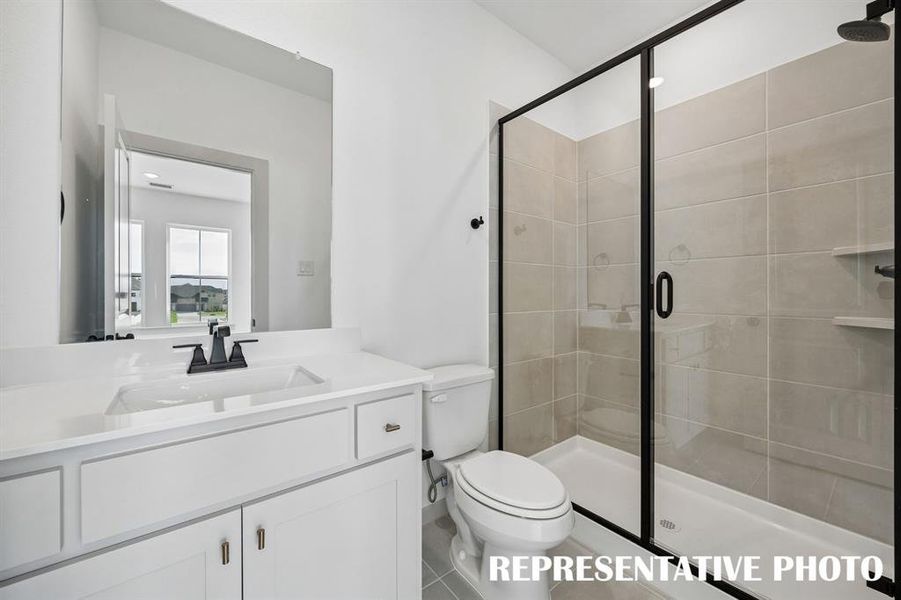 Friends and family will feel right at home in any of the beautifully finished guest baths.  REPRESENTATIVE PHOTO