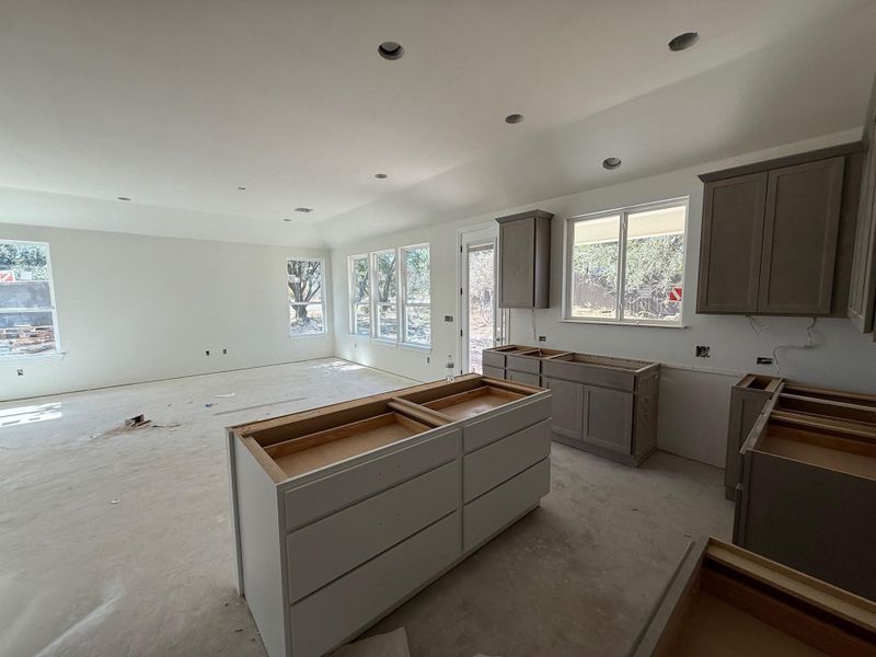 Kitchen featuring a center island and recessed lighting