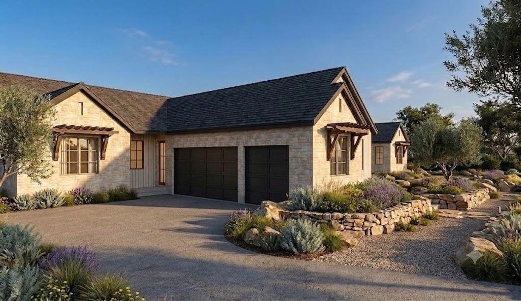 Oversized 3 car garage with separate entrance to full guest suite.
