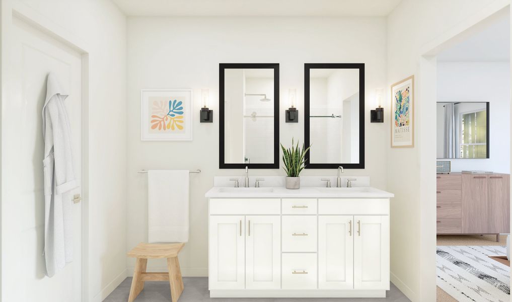 Primary bath with dual sinks