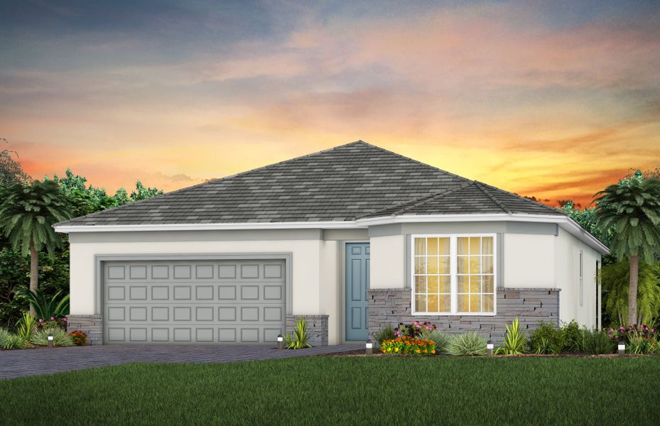 Front exterior of a new home in Harbor Isle, Vero Beach, FL, highlighting curb appeal (Image 15).