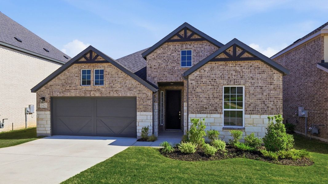 Front exterior of a new home in Green Oaks Preserve, Arlington, TX, highlighting curb appeal (Image 21). Front exterior of a new home in Green Oaks Preserve, Arlington, TX, highlighting curb appeal (Image 21).