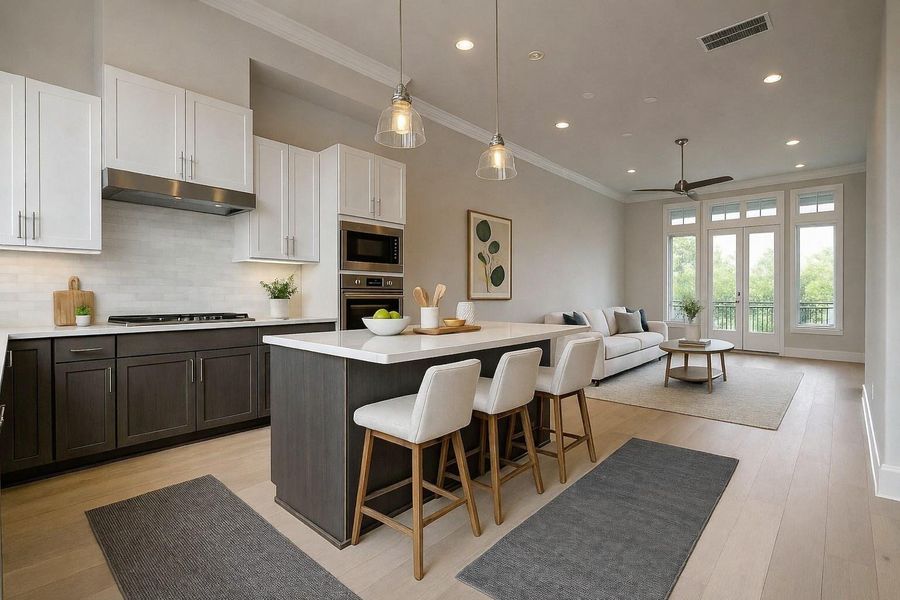 Virtual staging added to second floor living area.