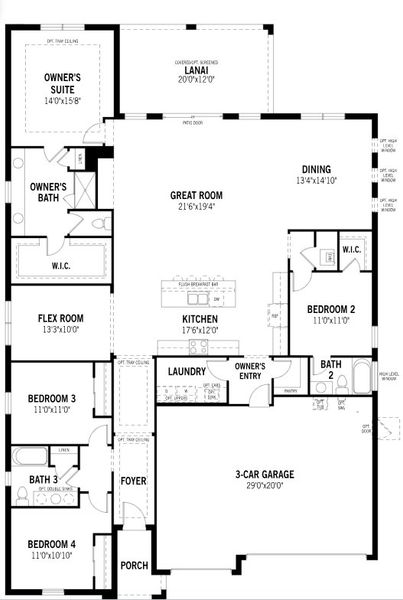 2D floor plan layout of this home in Sunstone Lakeside at Wellen Park, Venice, FL (Image 3).