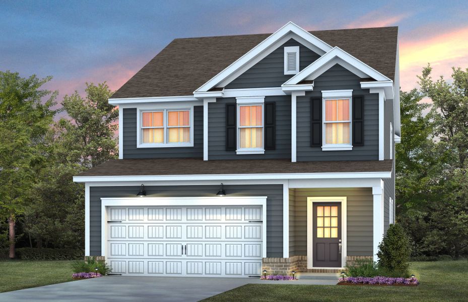 Front exterior of a new home in Providence Oaks, Fuquay Varina, NC, highlighting curb appeal (Image 1). Front exterior of a new home in Providence Oaks, Fuquay Varina, NC, highlighting curb appeal (Image 1).