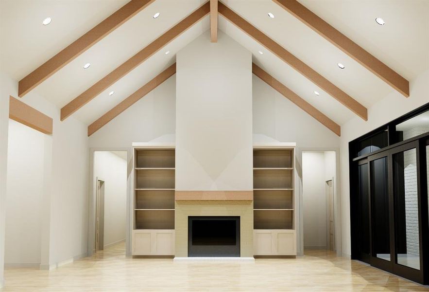 Rendered representation of living room Rendered representation of living room