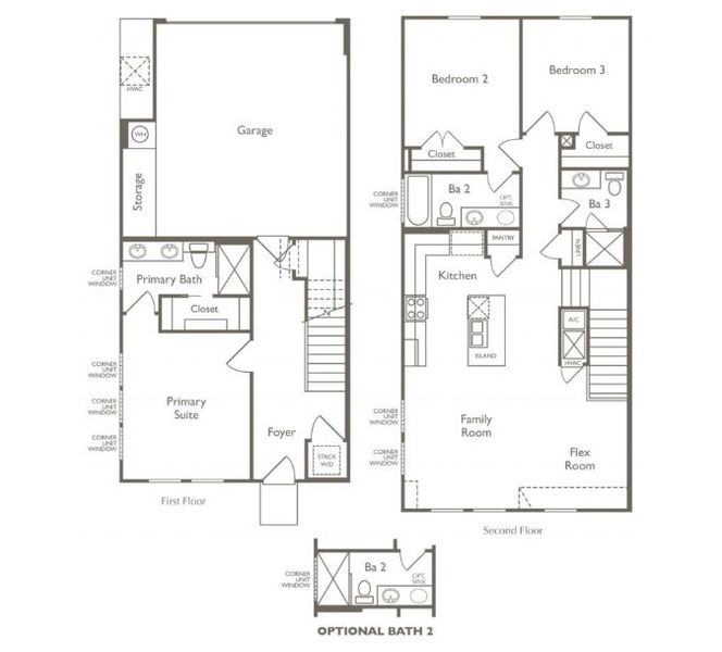2D floor plan layout of this home in Koenig Townhomes, Austin, TX (Image 3).