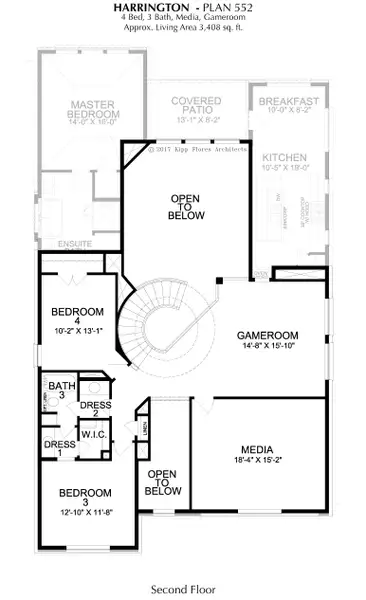 2D floor plan layout for the Harrington by Landon Homes in Lexington Frisco, Frisco, TX (Image 4).