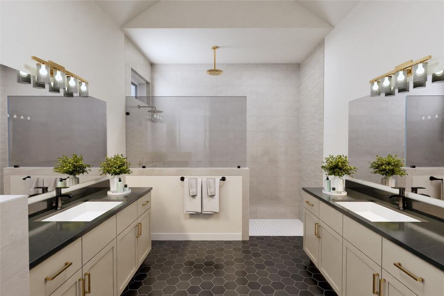 REPRESENTATIVE PHOTO:  His and her vanities at Master bath.  And enjoy excapint with a large walk-in shower with 2 shower heads and high ceilings!