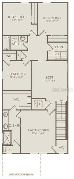 2D floor plan layout of this home in The Landings at Live Oak Lake, St. Cloud, FL (Image 3).
