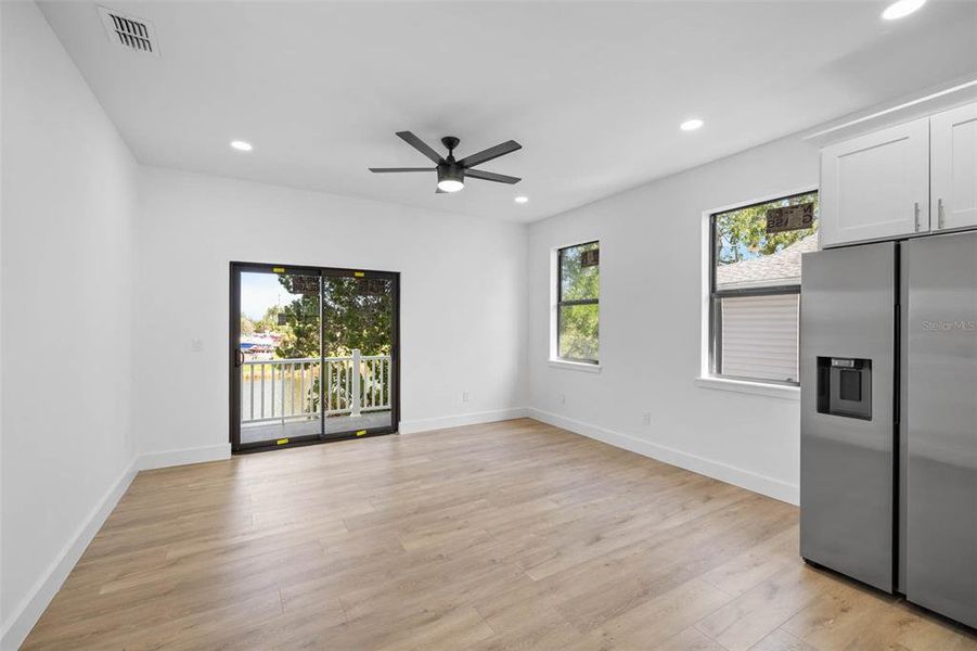 Living room with sliders to back porch