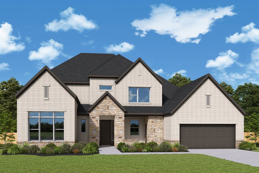 Representative exterior photo of a completed home built from the The Mendoza by David Weekley Homes in The Woodlands Hills 70’, Willis, TX (Image 1). Representative exterior photo of a completed home built from the The Mendoza by David Weekley Homes in The Woodlands Hills 70’, Willis, TX (Image 1).