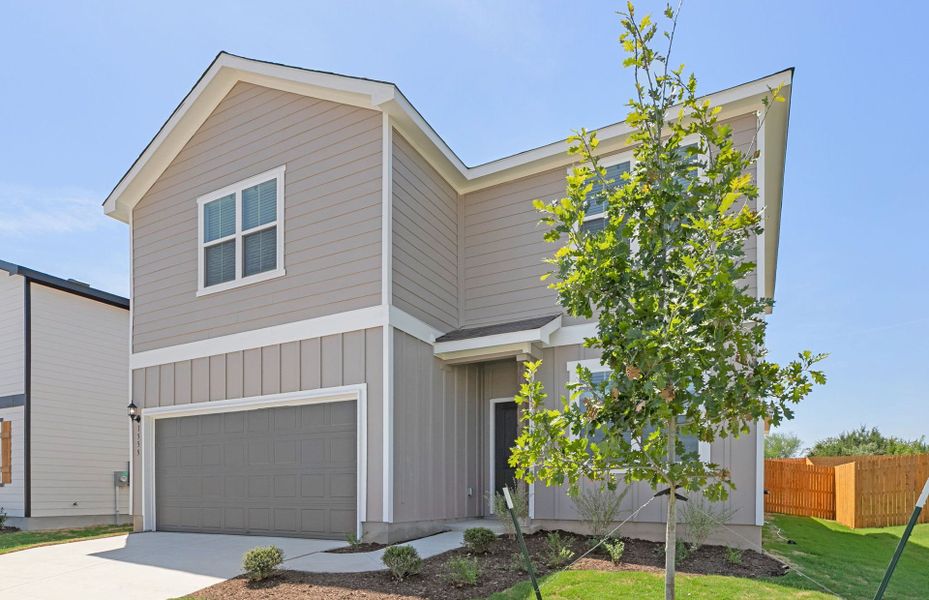 Front exterior of a new home in Skyview, Belton, TX, highlighting curb appeal (Image 22).