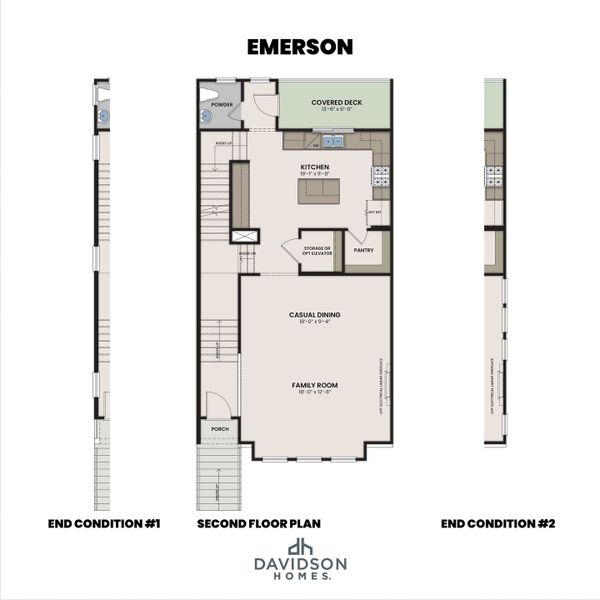 2D floor plan layout for the The Emerson A by Davidson Homes LLC in Bradford, Raleigh, NC (Image 3).