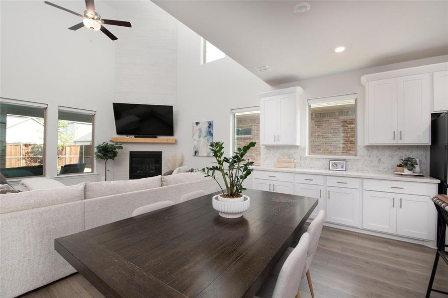 Skip the rarely used formal dining room and enjoy a layout that maximizes everyday living with one generous dining space that flows seamlessly into the kitchen and gathering room. Skip the rarely used formal dining room and enjoy a layout that maximizes everyday living with one generous dining space that flows seamlessly into the kitchen and gathering room.