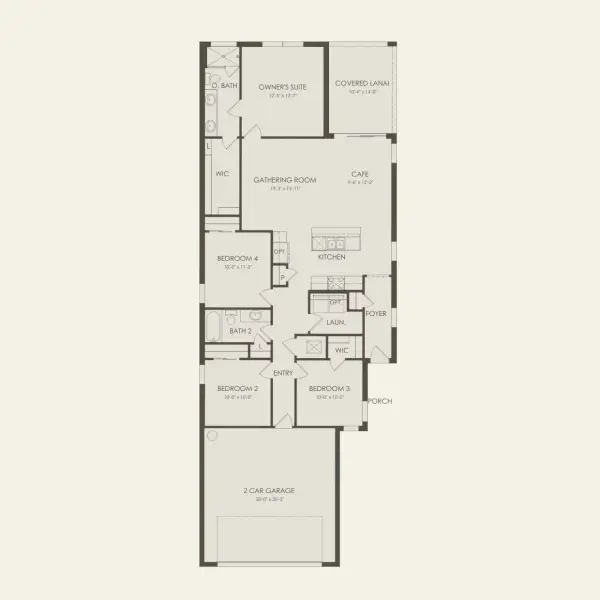 2D floor plan layout for the Daylen by Pulte Homes in Waypointe, Port Orange, FL (Image 3).