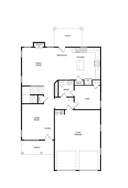 2D floor plan layout for the The Dresden by Direct Residential Communities in The Hills at Cedar Creek, Winder, GA (Image 3).