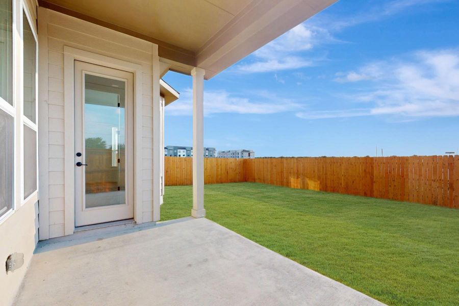 Exterior details and patio area of a home in Estancia West, Manchaca (Image 22). Exterior details and patio area of a home in Estancia West, Manchaca (Image 22).