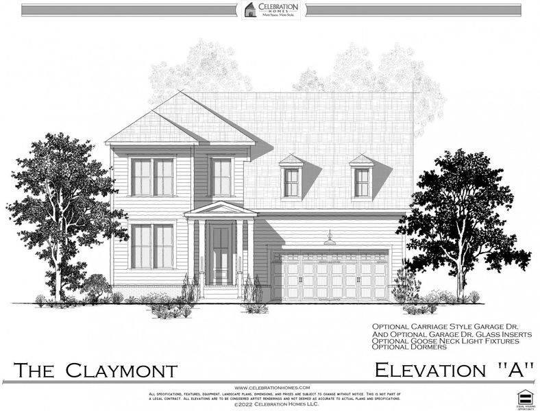 Representative rendering of the exterior for the Claymont by Celebration Homes (Image 1).