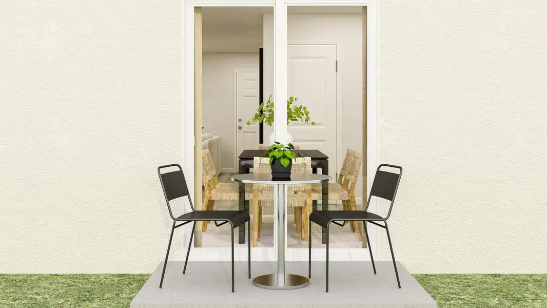 A table with chairs around it.