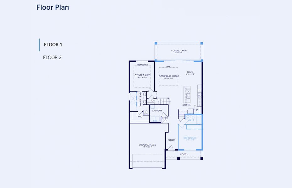 2D floor plan layout of this home in Avondale at Avenir, Palm Beach Gardens, FL (Image 3).