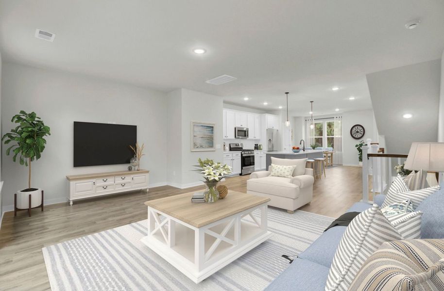 Family Room, Kitchen and Dining Area