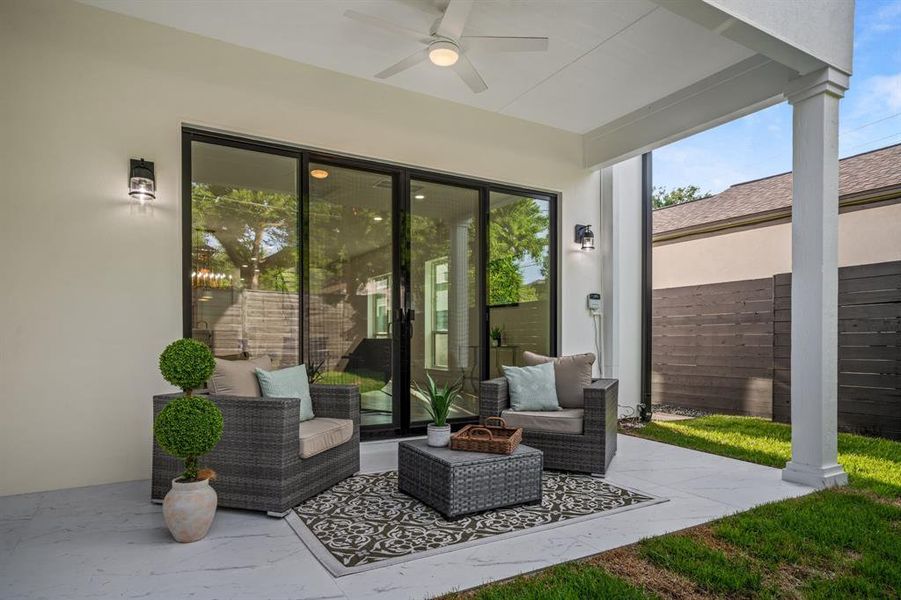 Exterior details and patio area of a home in , Dallas (Image 3). Exterior details and patio area of a home in , Dallas (Image 3).