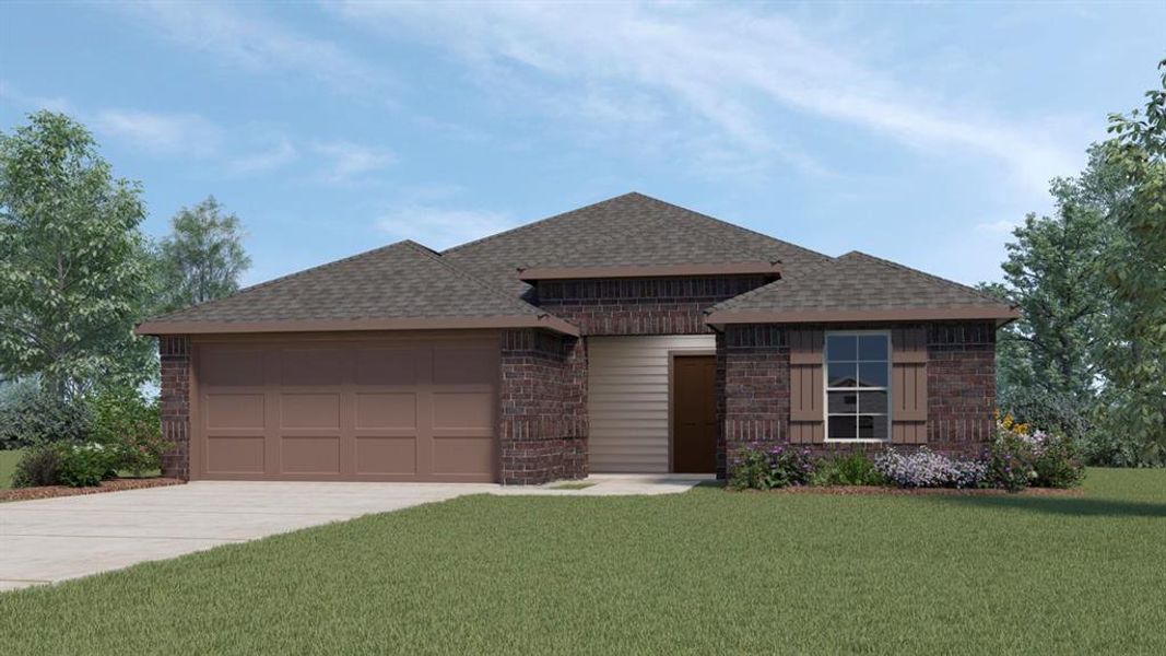 Front exterior of a new home in Riverfield, Josephine, TX, highlighting curb appeal (Image 1).