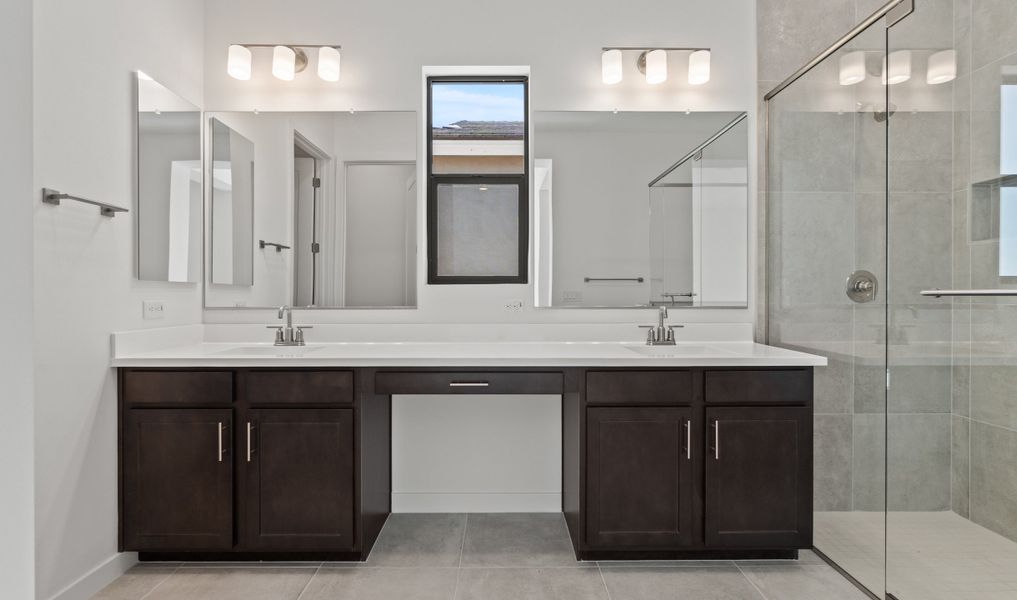 Primary bath features vanity with dual sinks Primary bath features vanity with dual sinks