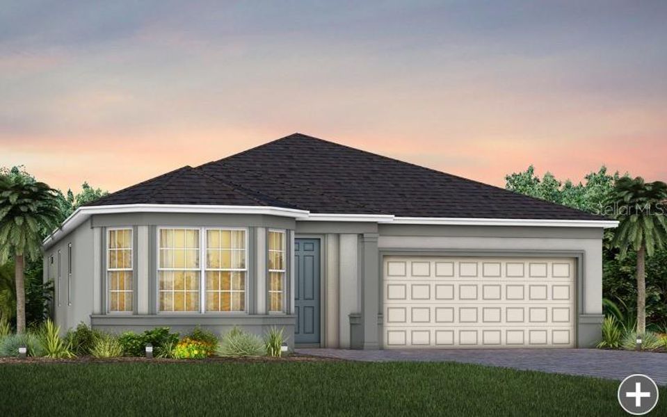 Front exterior of a new home in Parkside Trails, Clermont, FL, highlighting curb appeal (Image 1).