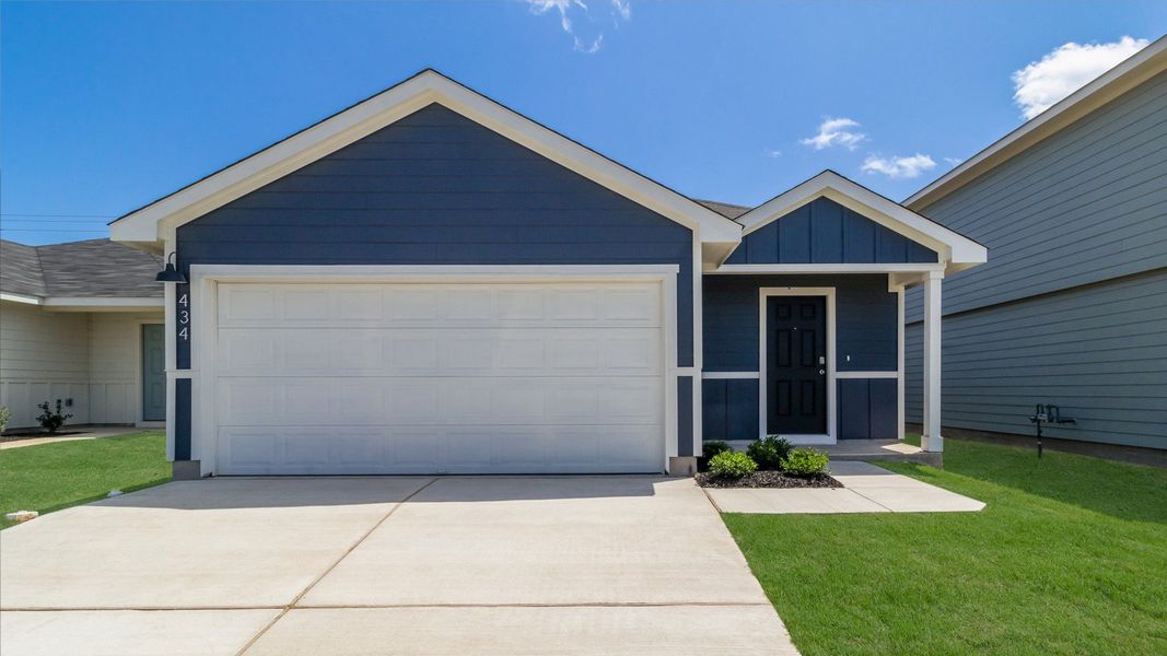 Representative exterior photo of a completed home built from the The Caprock by D.R. Horton in Watermill, Uhland, TX (Image 1).