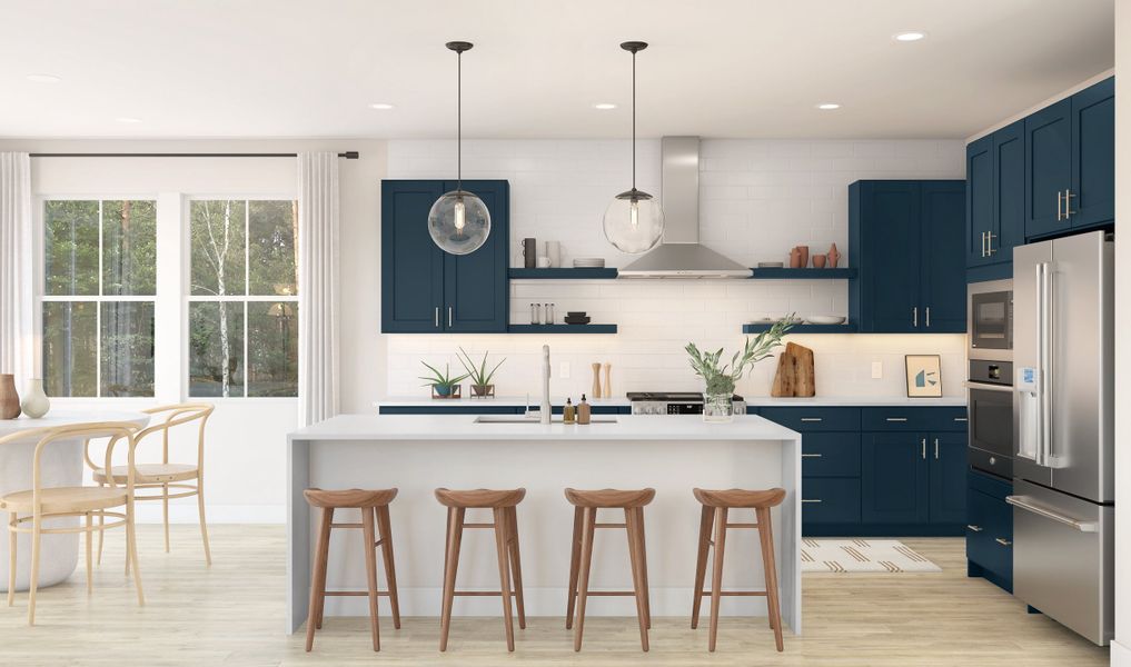 Kitchen with pendant lighting