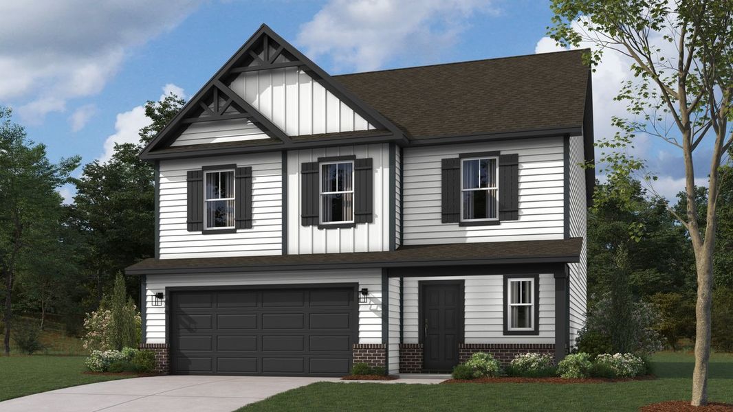 Representative exterior photo of a completed home built from the Meridian by D.R. Horton in Mustang Ridge, Andrews, TX (Image 6).