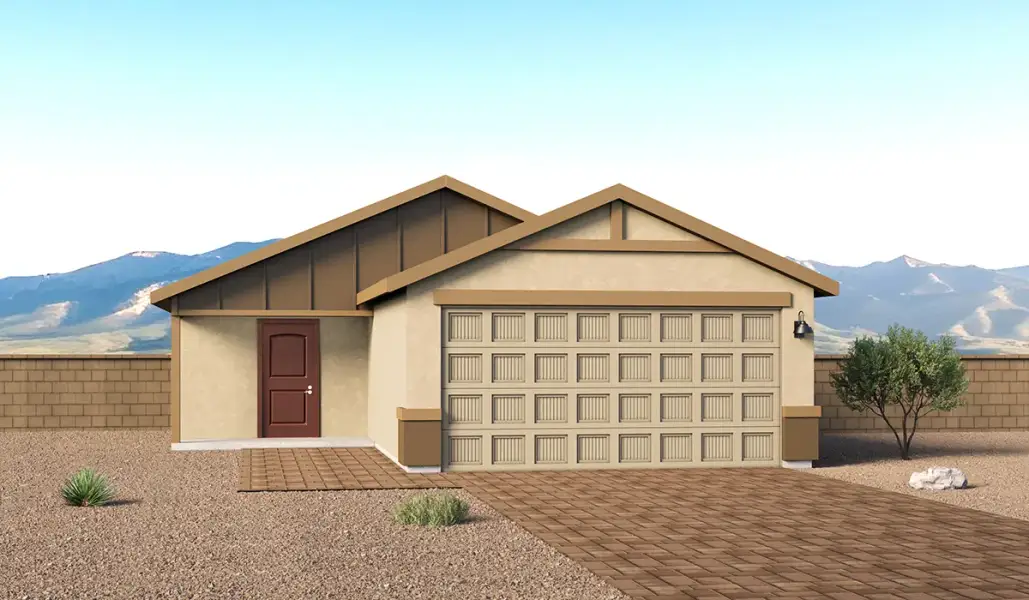 Representative exterior photo of a completed home built from the Ember - T30E by D.R. Horton in Red Rock Village, Red Rock, AZ (Image 1). Representative exterior photo of a completed home built from the Ember - T30E by D.R. Horton in Red Rock Village, Red Rock, AZ (Image 1).