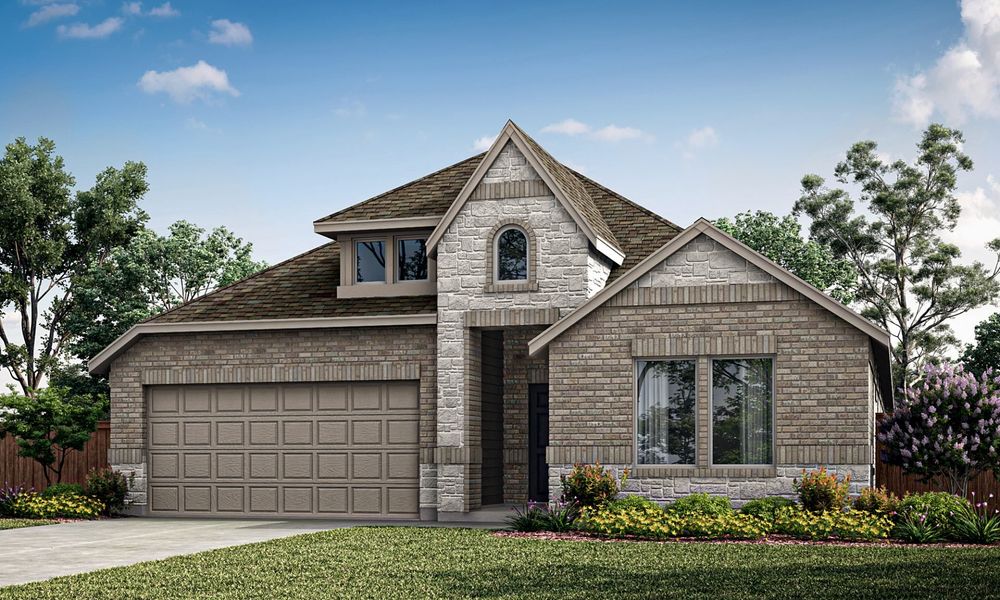 Representative exterior photo of a completed home built from the Kelley by Pacesetter Homes in Grande Estates, Bertram, TX (Image 1).