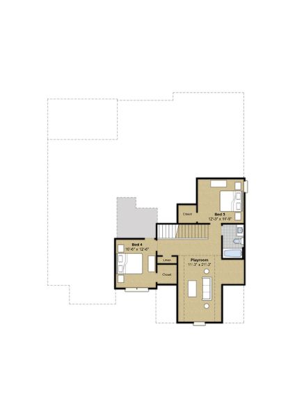 2D floor plan layout for the Elmsgate by Grant & Co in White Oak, Arlington, TN (Image 4).