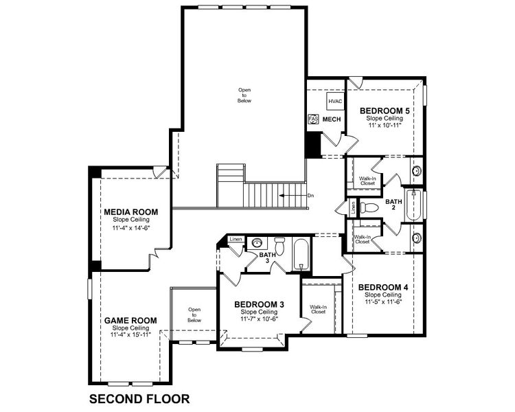 2D floor plan layout for the Northcliffe by Beazer Homes in Heath Golf and Yacht Club, Heath, TX (Image 4).