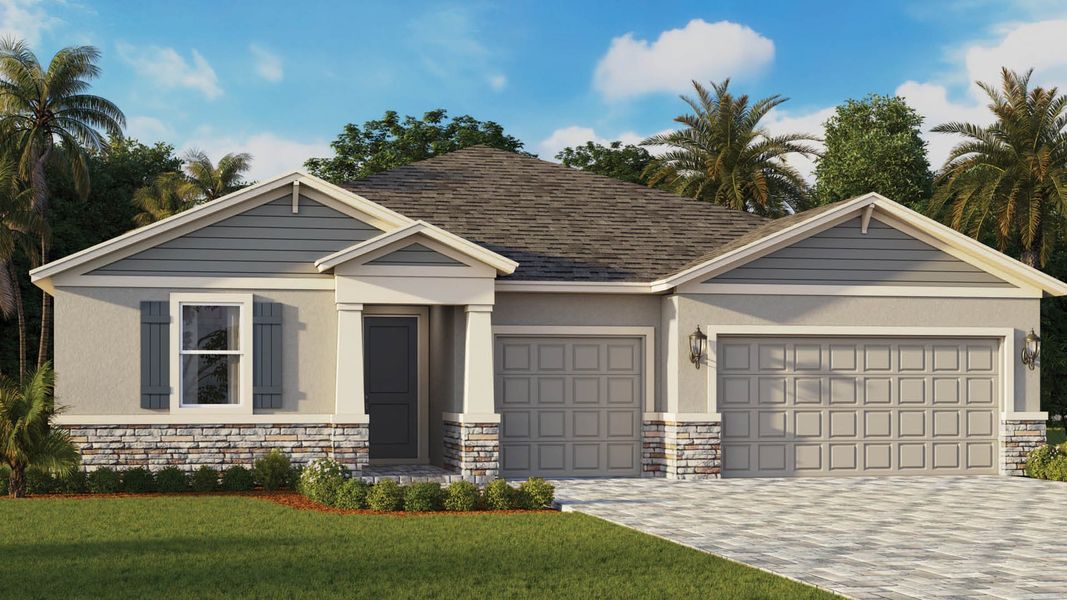 Representative exterior photo of a completed home built from the Camden by D.R. Horton in Indian River Preserve, Mims, FL (Image 1).